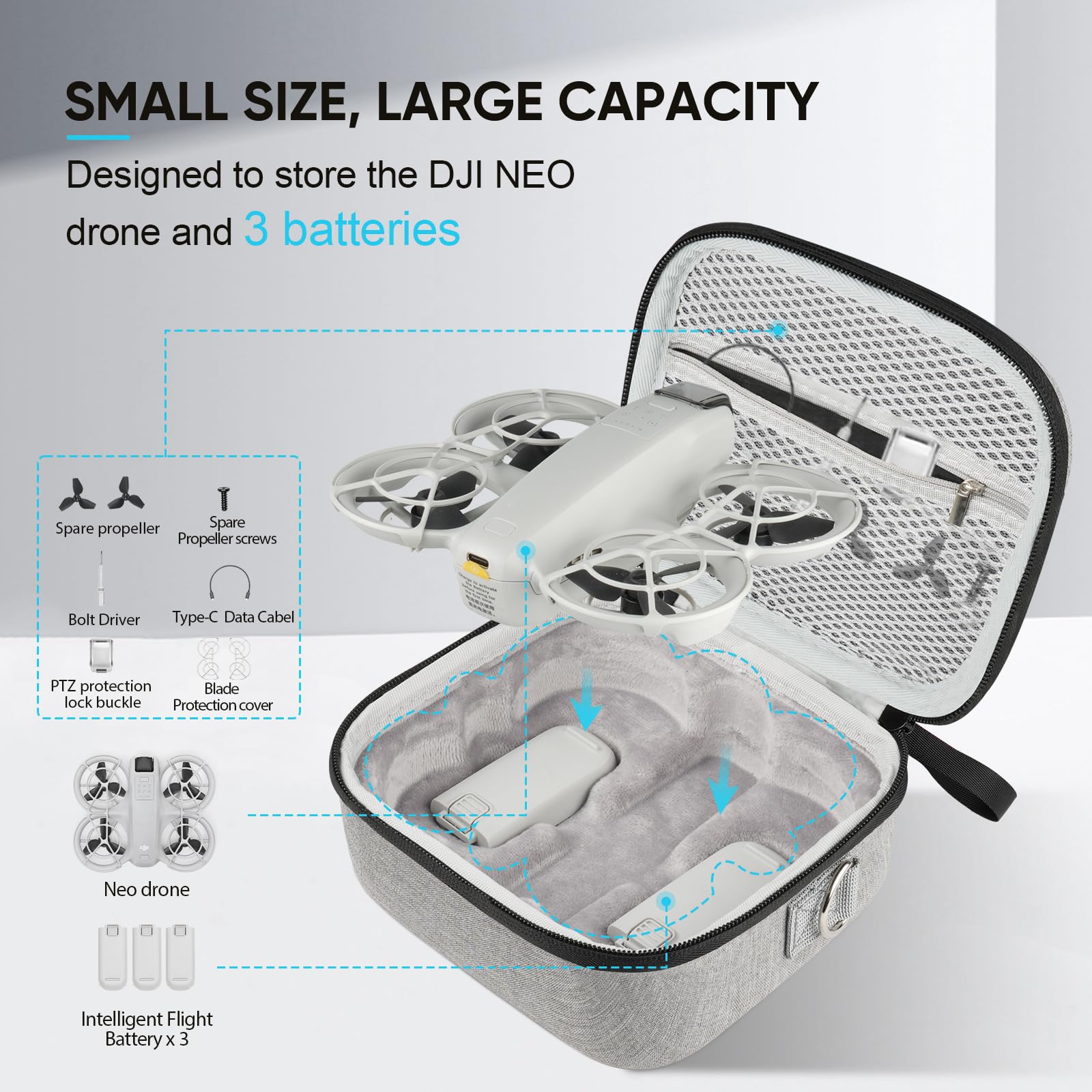 Foto 3 pulgar | Funda De Transporte Gagitervr N2 Small Neo Para Dji Neo Drone Grey - Venta Internacional.