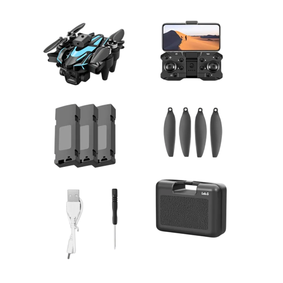 Foto 2 pulgar | Drone Con Dual Cámara 8k Negro 2.4ghz 3 Batería Negro Con Azul