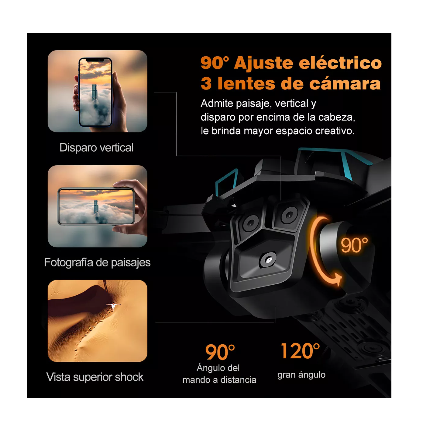 Foto 3 pulgar | Drone Con Dual Cámara 8k Negro 2.4ghz 3 Batería Negro Con Azul