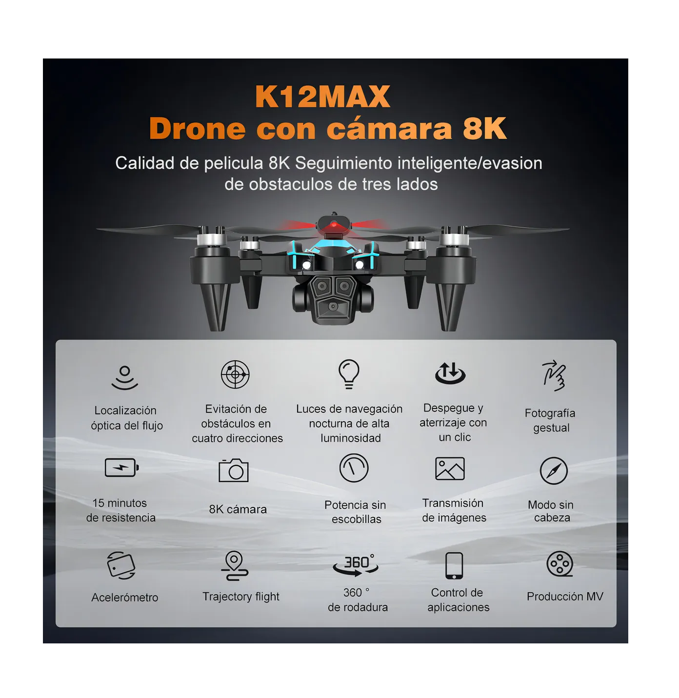Foto 4 pulgar | Drone Con Dual Cámara 8k Negro 2.4ghz 3 Batería Negro Con Azul