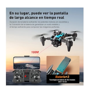 Foto 4 | Drone Con Dual Cámara 8k Negro 2.4ghz 3 Batería Negro Con Azul
