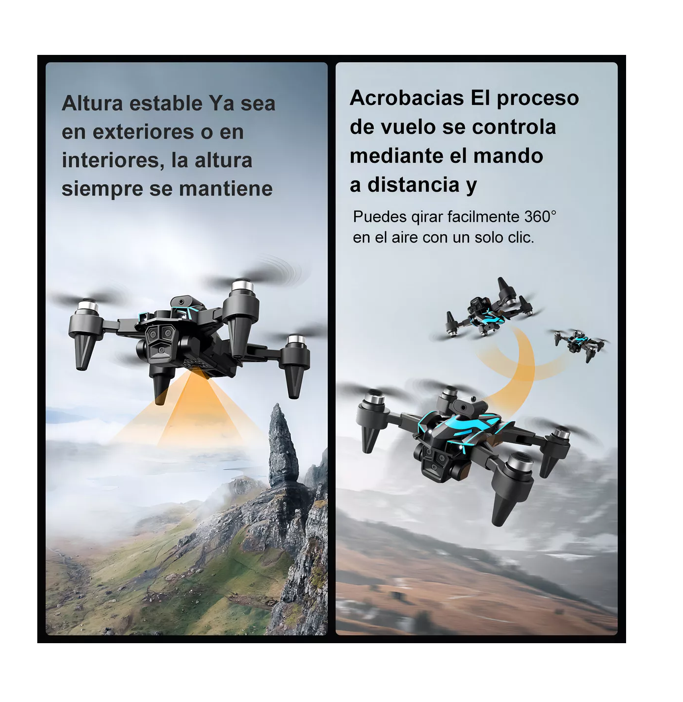 Foto 5 | Drone Con Dual Cámara 8k Negro 2.4ghz 3 Batería Negro Con Azul