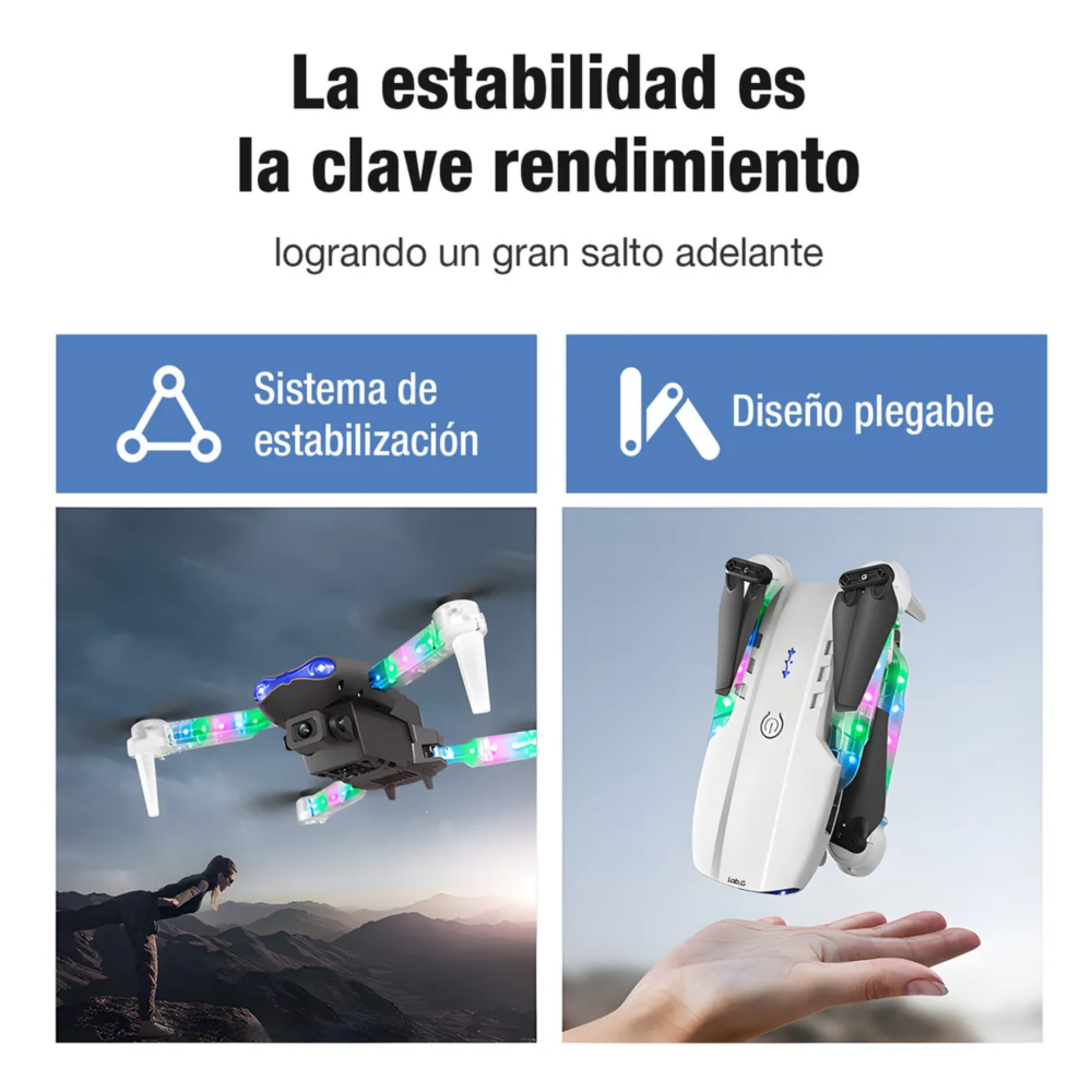 Foto 4 pulgar | Mini Drone Control Remoto Con Cámara 4k Quadcopter+ 2batería Lab.g. Color Negro