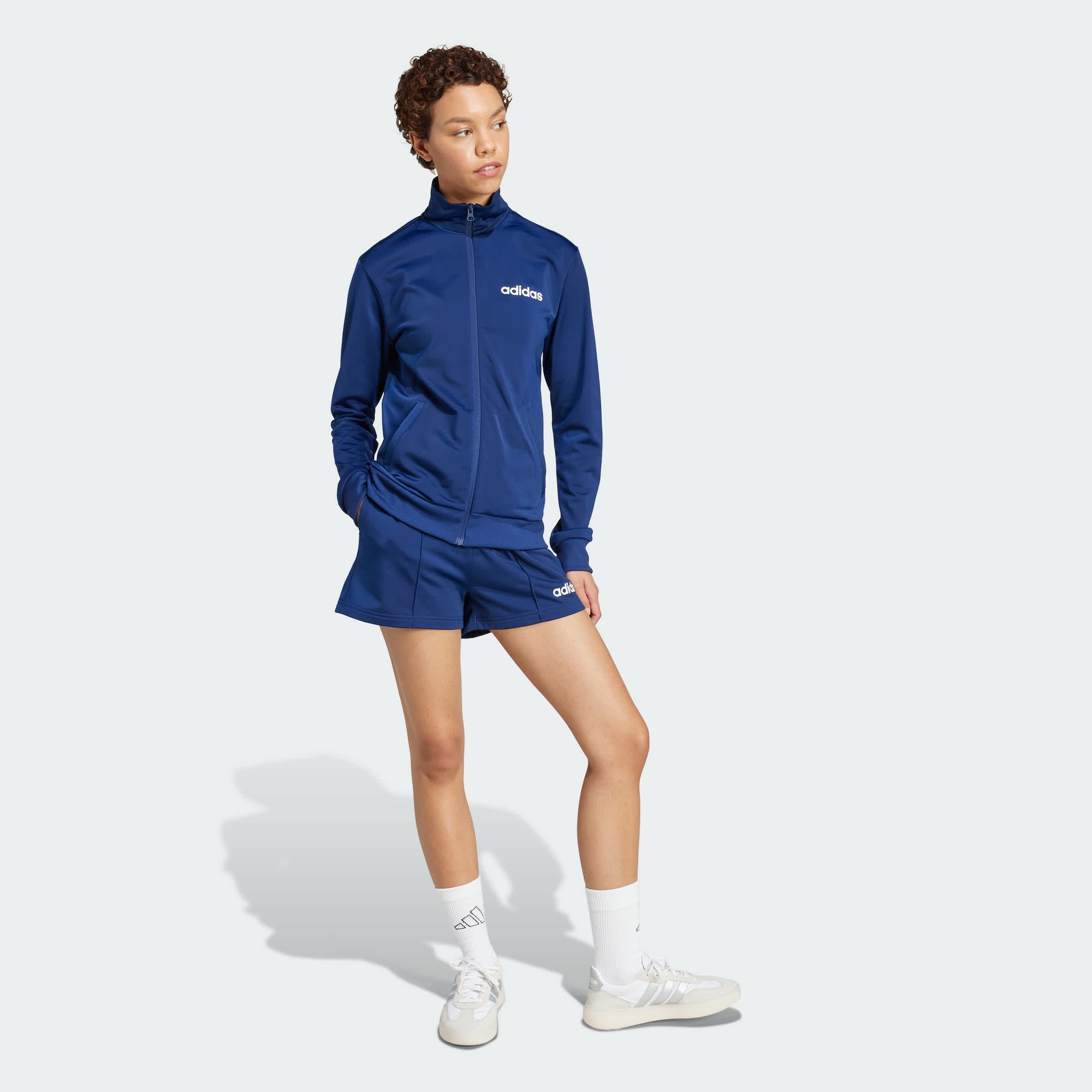 Foto 5 | Conjunto Essentials Linear Shorts Adidas Azul Mujer
