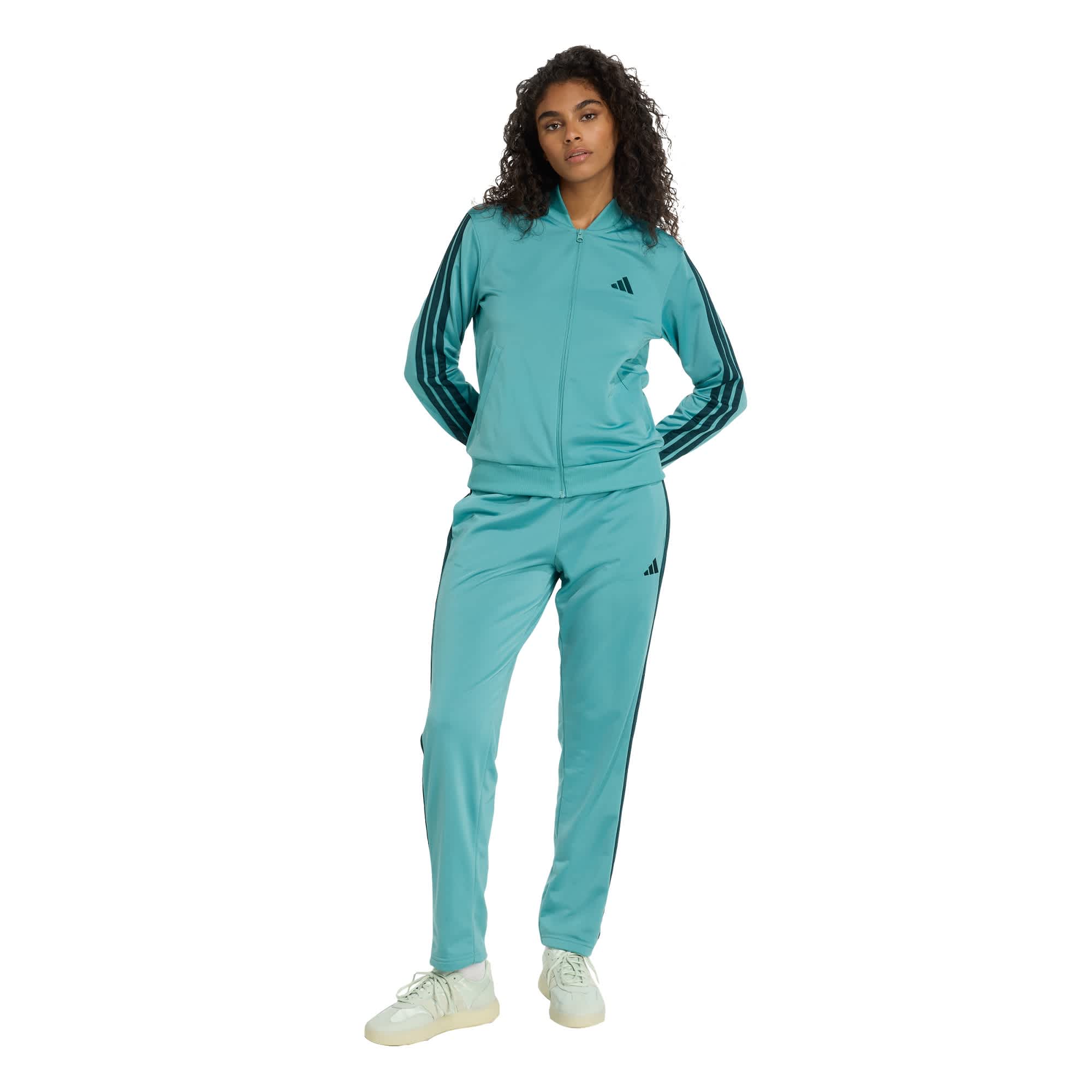 Foto 3 pulgar | Conjunto Deportivo Essentials 3 Rayas Adidas Turquesa Mujer