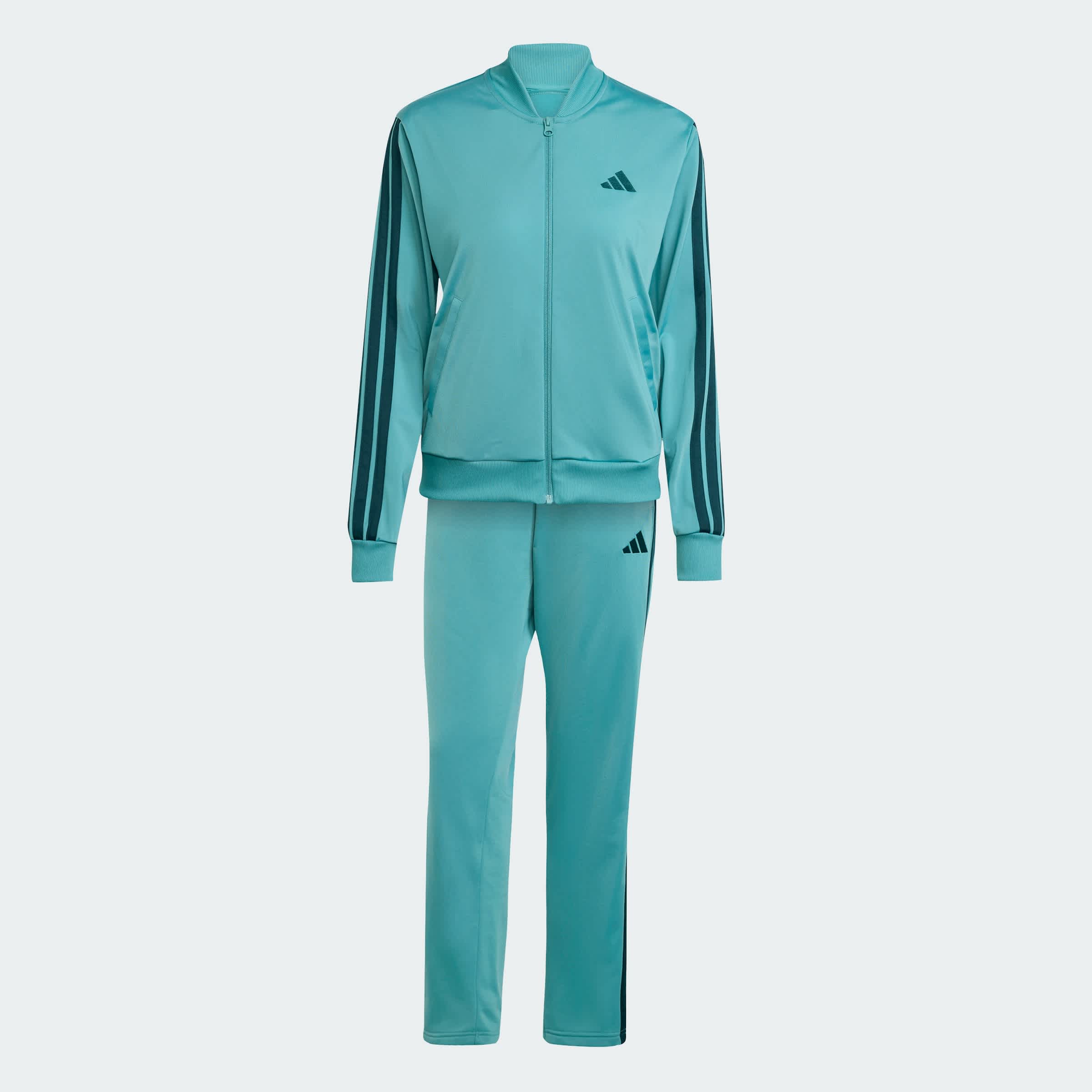 Foto 4 pulgar | Conjunto Deportivo Essentials 3 Rayas Adidas Turquesa Mujer