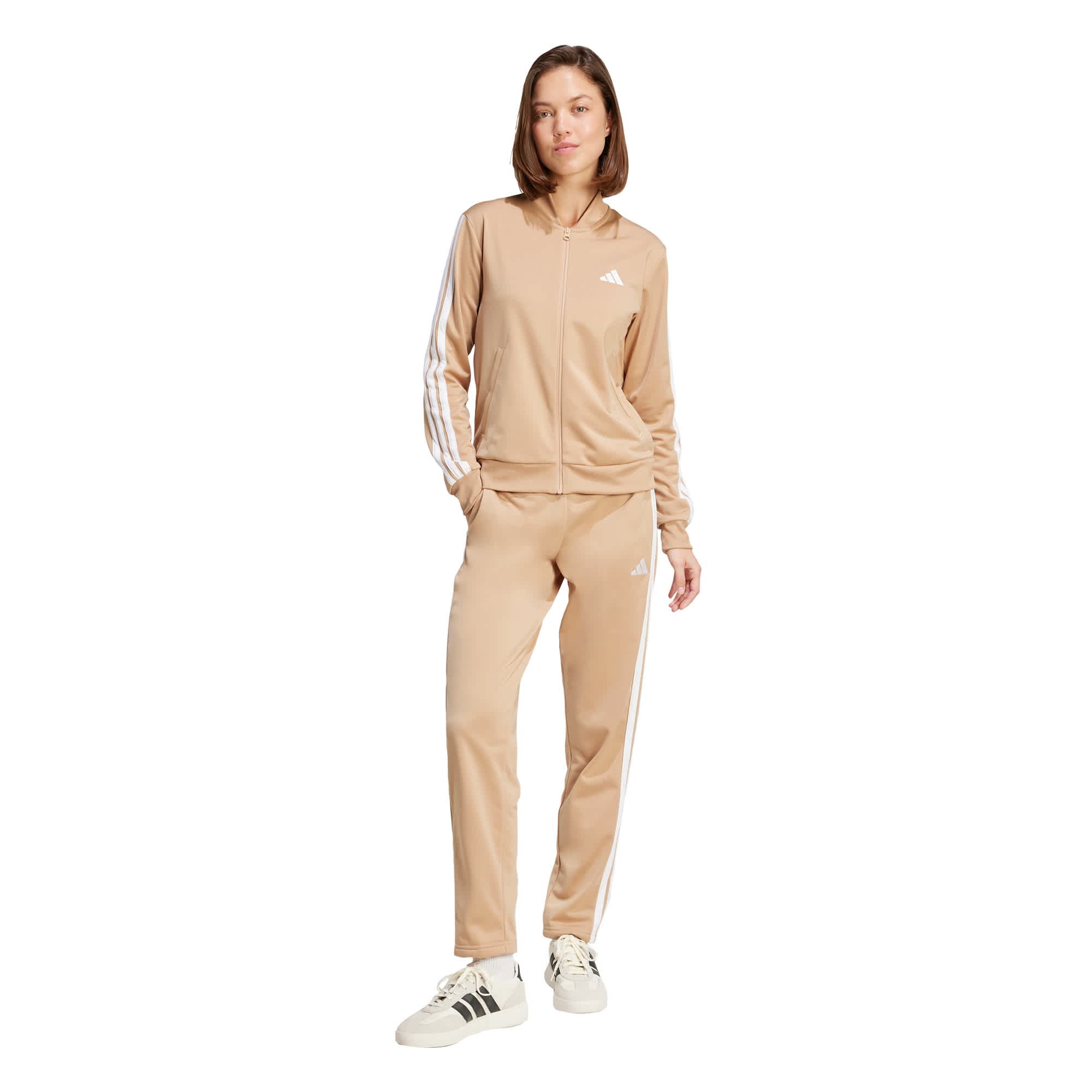 Foto 2 | Conjunto Deportivo Essentials 3 Rayas Adidas Café Mujer