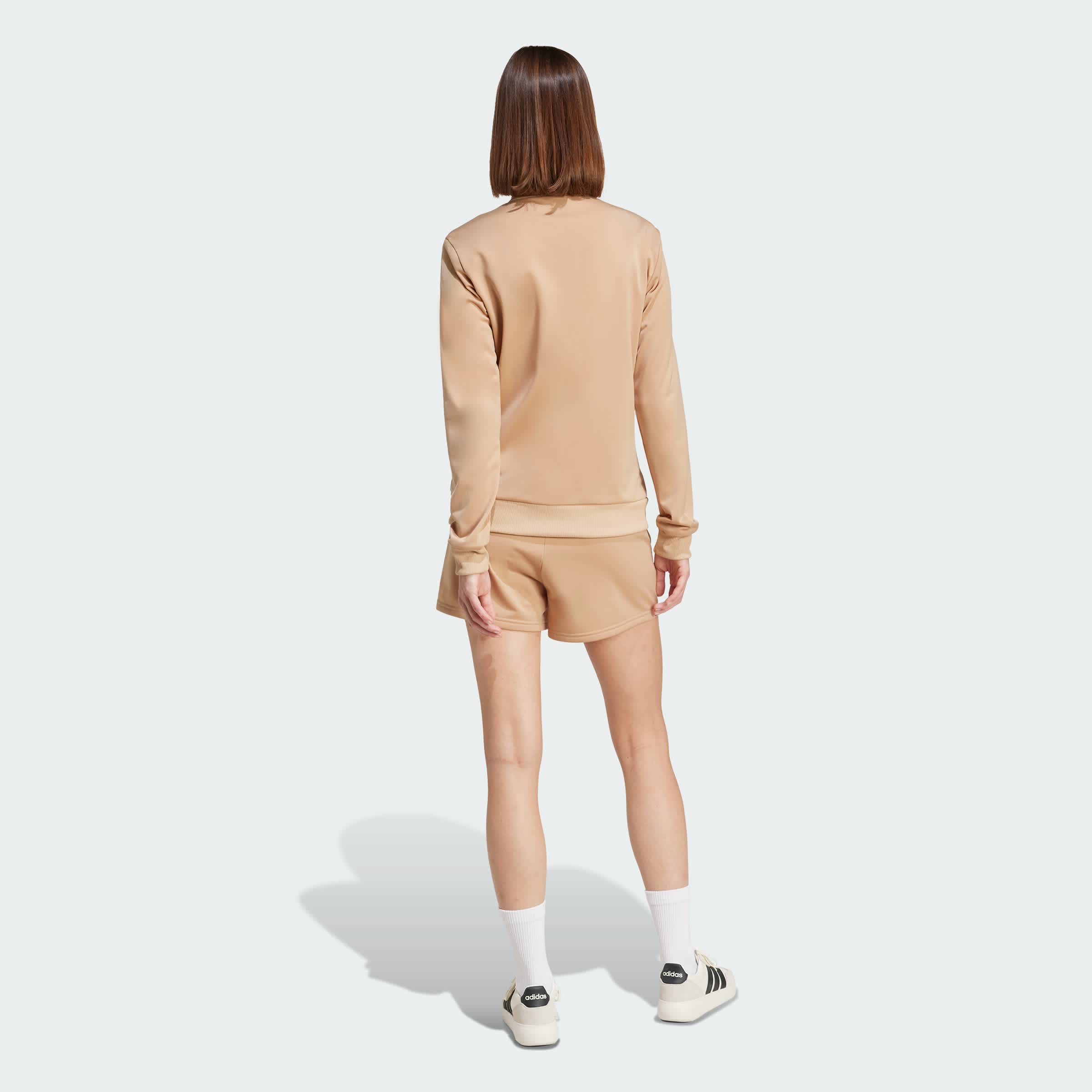 Foto 5 pulgar | Conjunto Essentials Linear Shorts Adidas Café Mujer