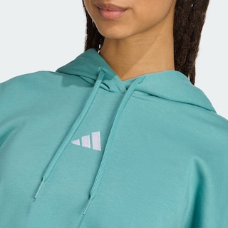 Foto 7 | Sudadera Corta Con Gorro Essentials 3 Franjas Felpa Francesa Adidas Turquesa Mujer