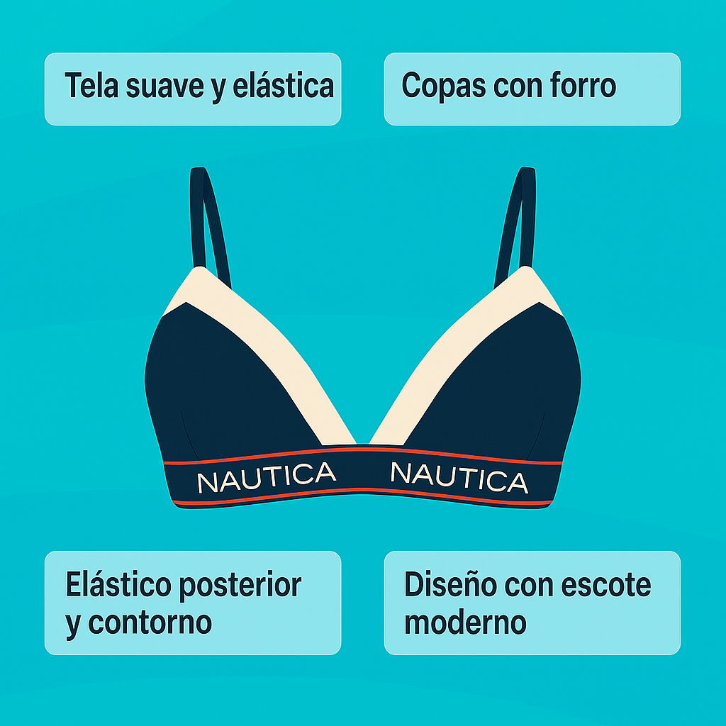 Foto 6 | Top Deportivo Nautica Soporte Medio Confort Premium y Estilo Atemporal para Mujer