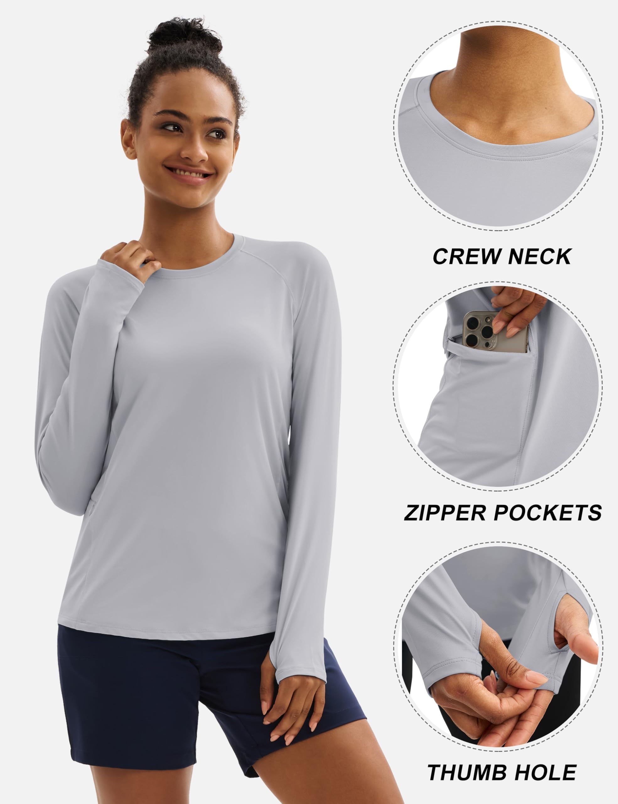 Foto 4 | Camisetas Deportivas Tacvasen Para Mujer De Manga Larga Con Protección Uv - Venta Internacional.