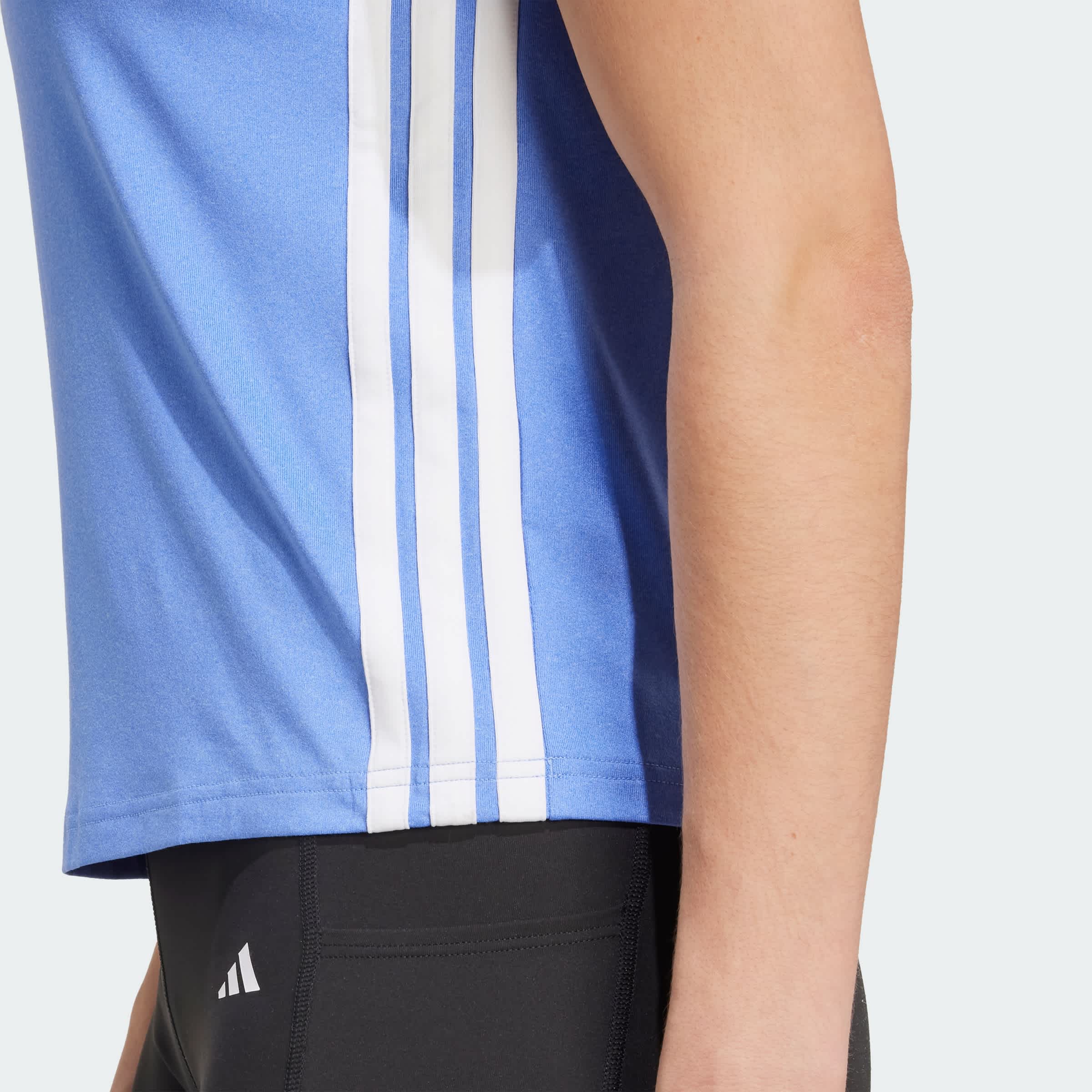 Foto 8 pulgar | Playera De Entrenamiento Train Essentials 3 Tiras Adidas Azul Mujer