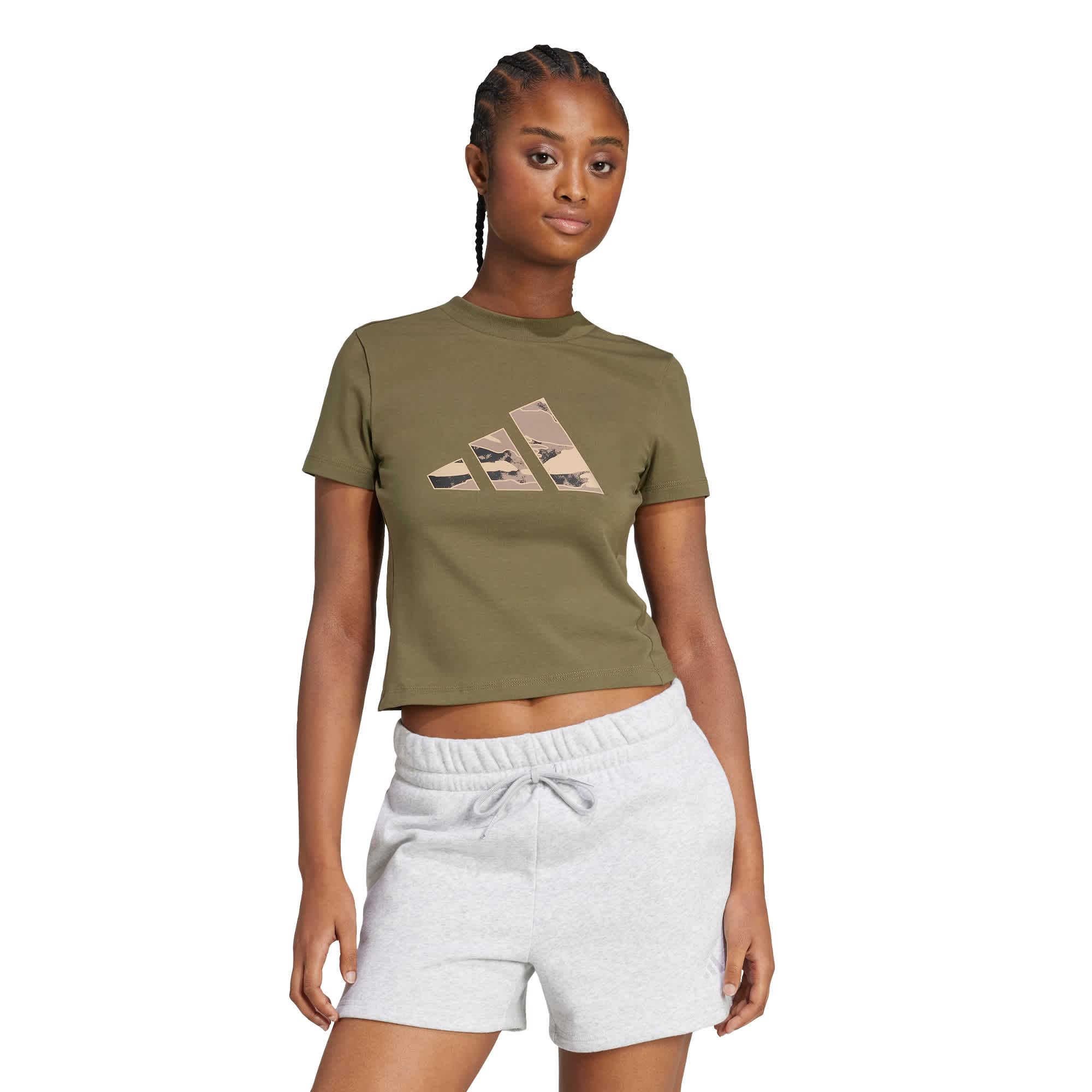 Foto 3 pulgar | Playera Corta Camo Graphic Adidas Verde Mujer