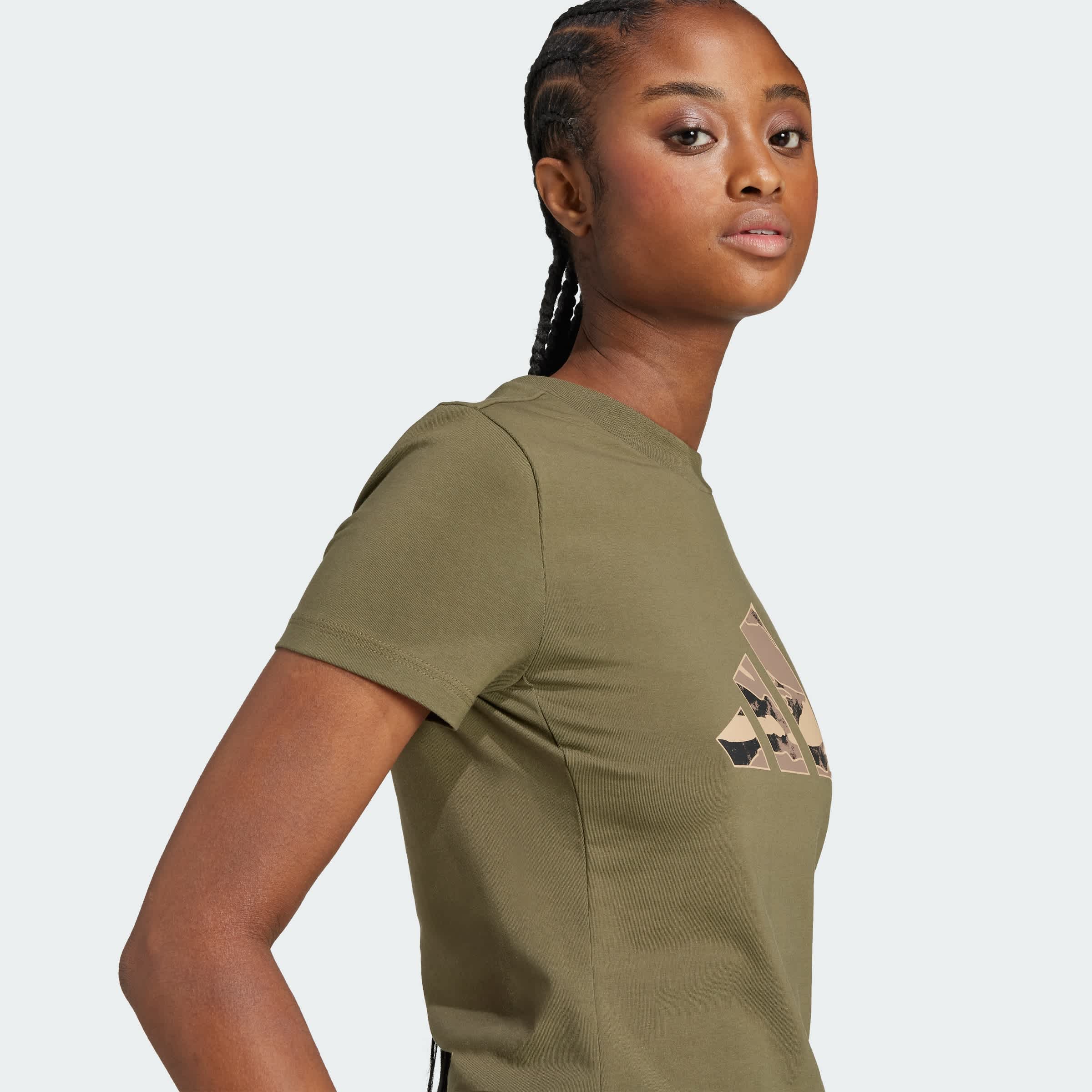Foto 6 | Playera Corta Camo Graphic Adidas Verde Mujer