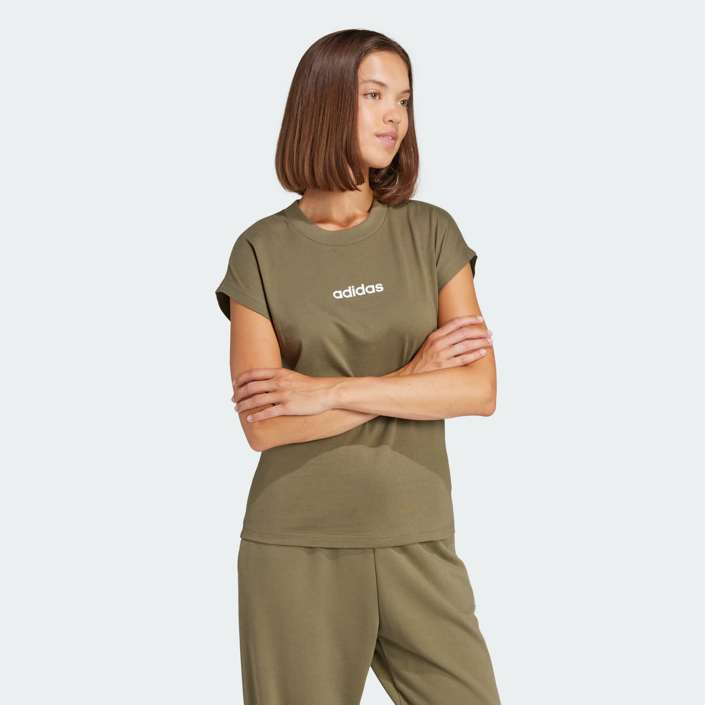 Foto 5 | Playera Essentials Linear Algodón Adidas Verde Mujer