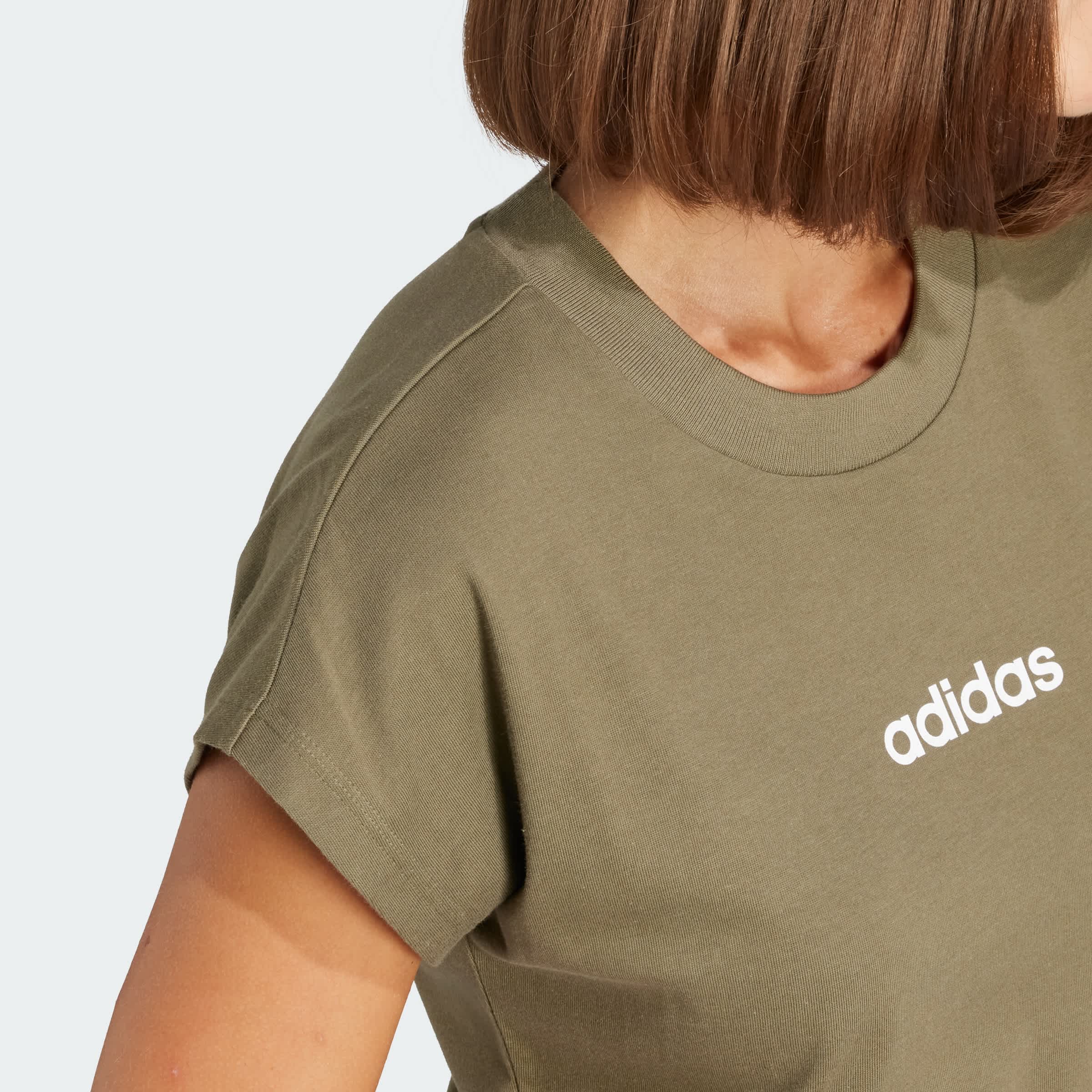 Foto 8 pulgar | Playera Essentials Linear Algodón Adidas Verde Mujer