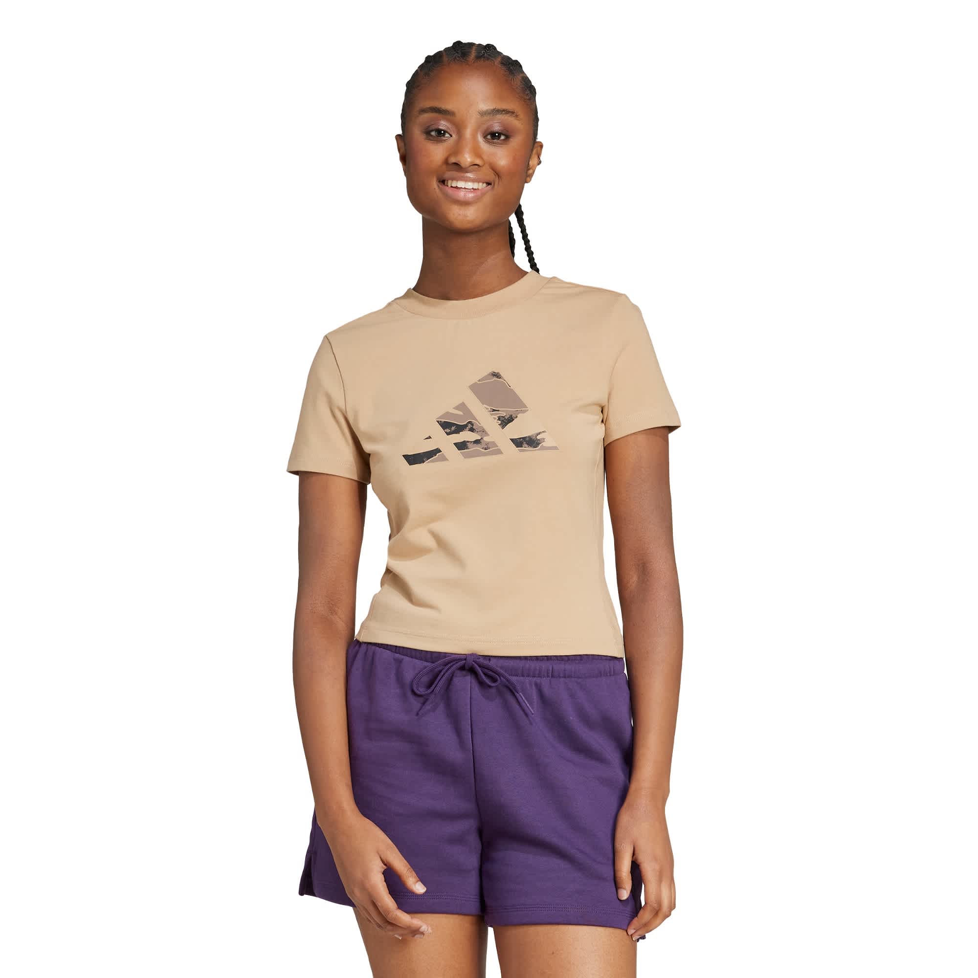 Foto 3 pulgar | Playera Corta Camo Graphic Adidas Café Mujer