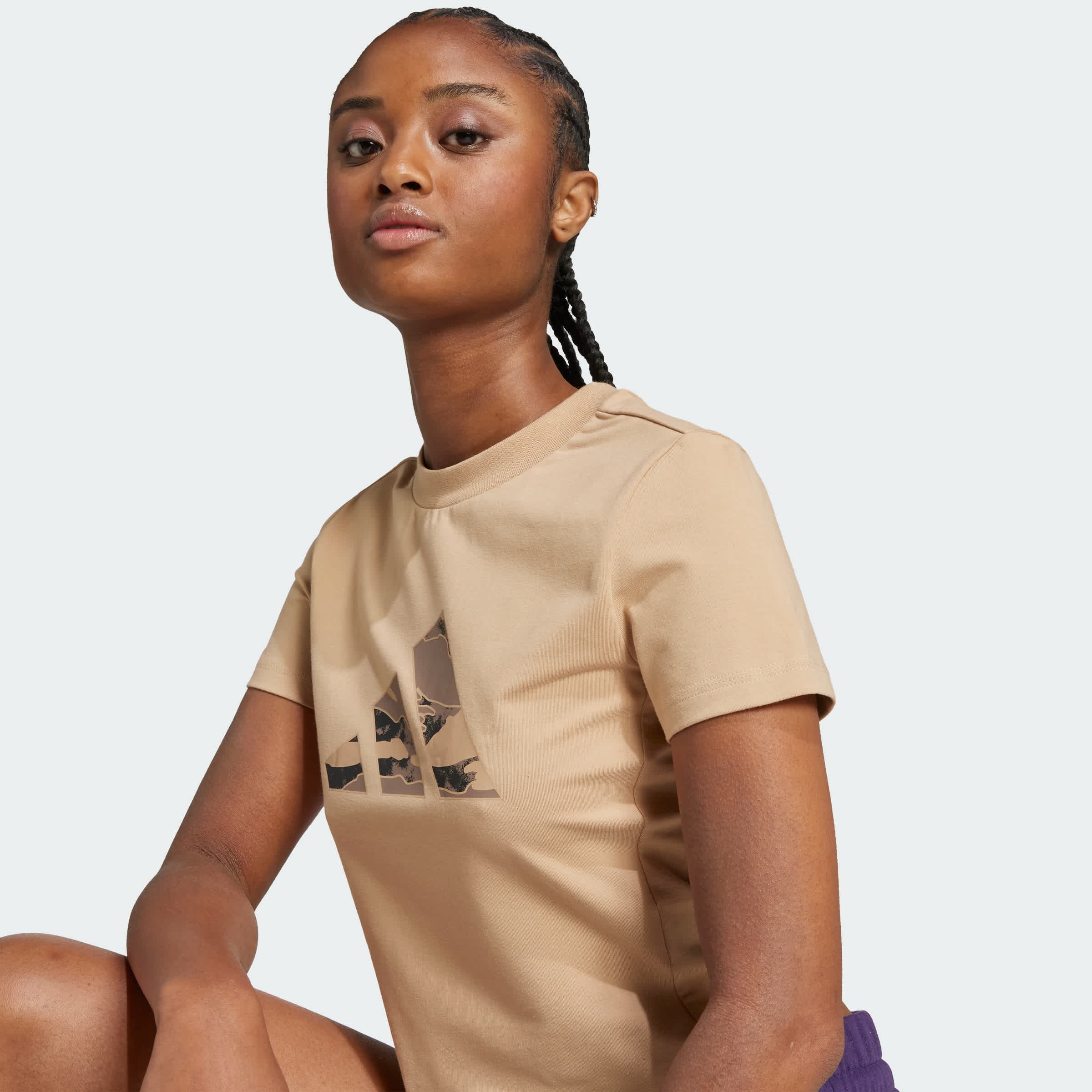 Foto 7 pulgar | Playera Corta Camo Graphic Adidas Café Mujer