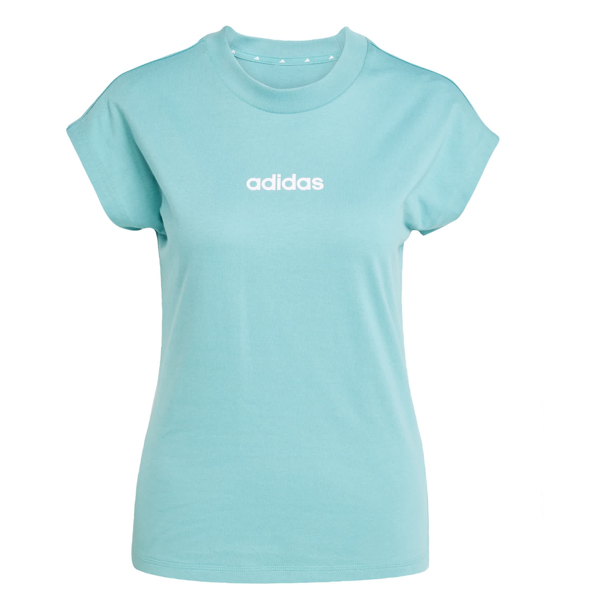 Foto 2 pulgar | Playera Essentials Linear Algodón Adidas Turquesa Mujer
