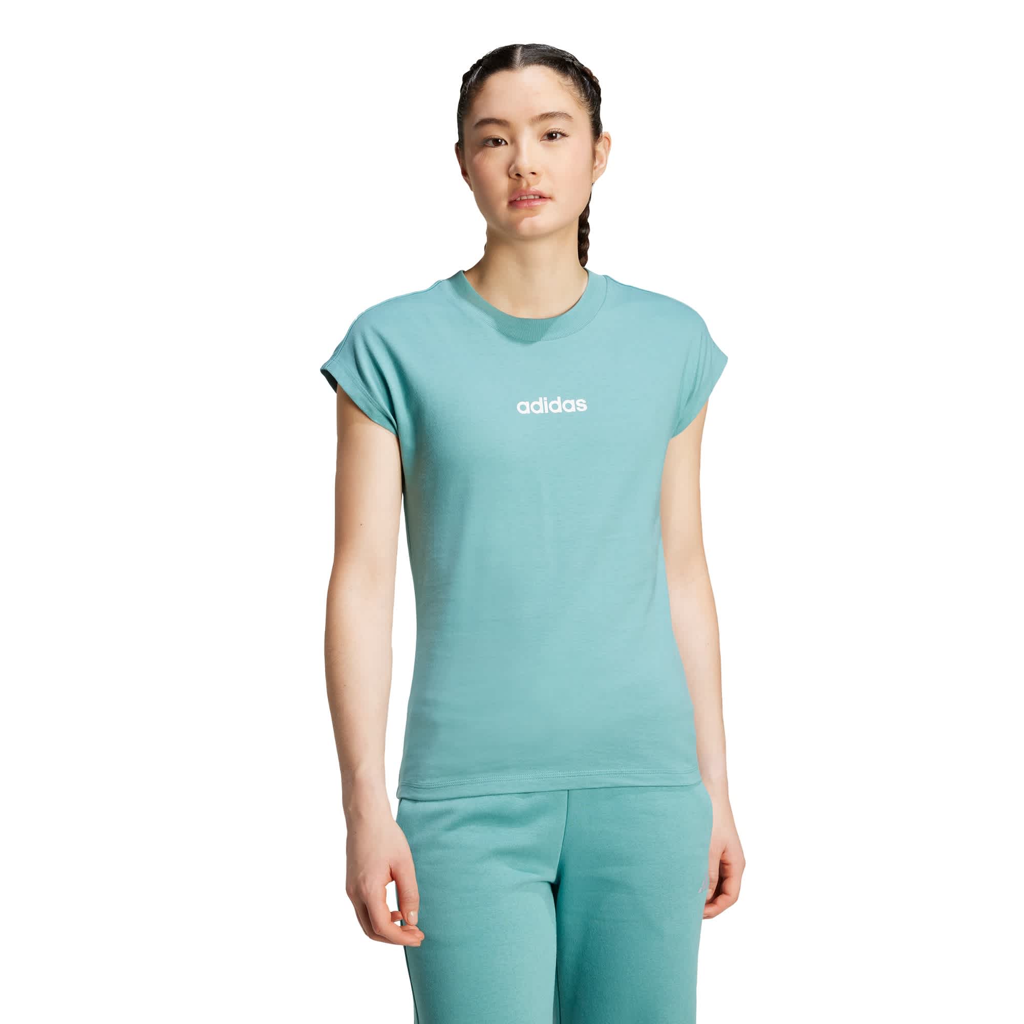 Foto 2 | Playera Essentials Linear Algodón Adidas Turquesa Mujer