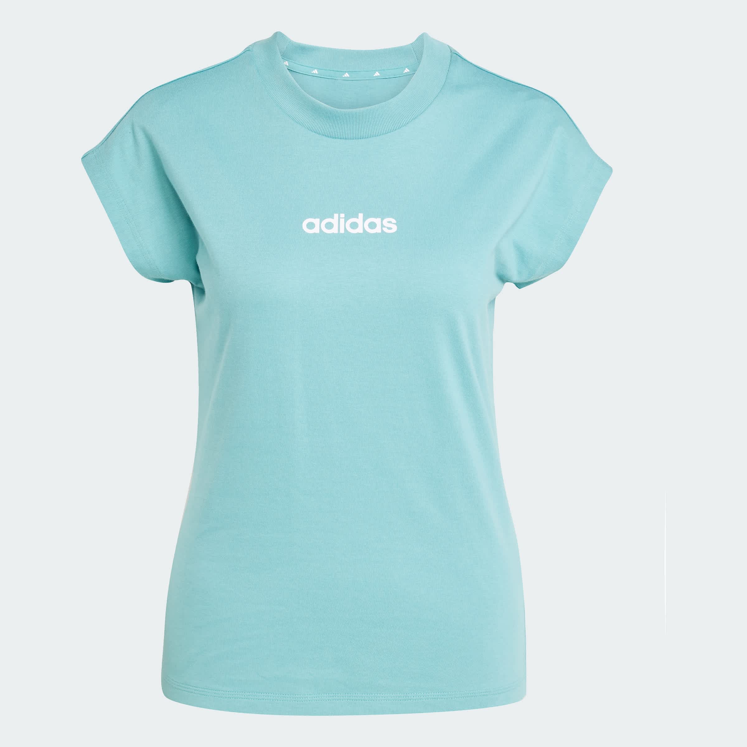 Foto 4 pulgar | Playera Essentials Linear Algodón Adidas Turquesa Mujer