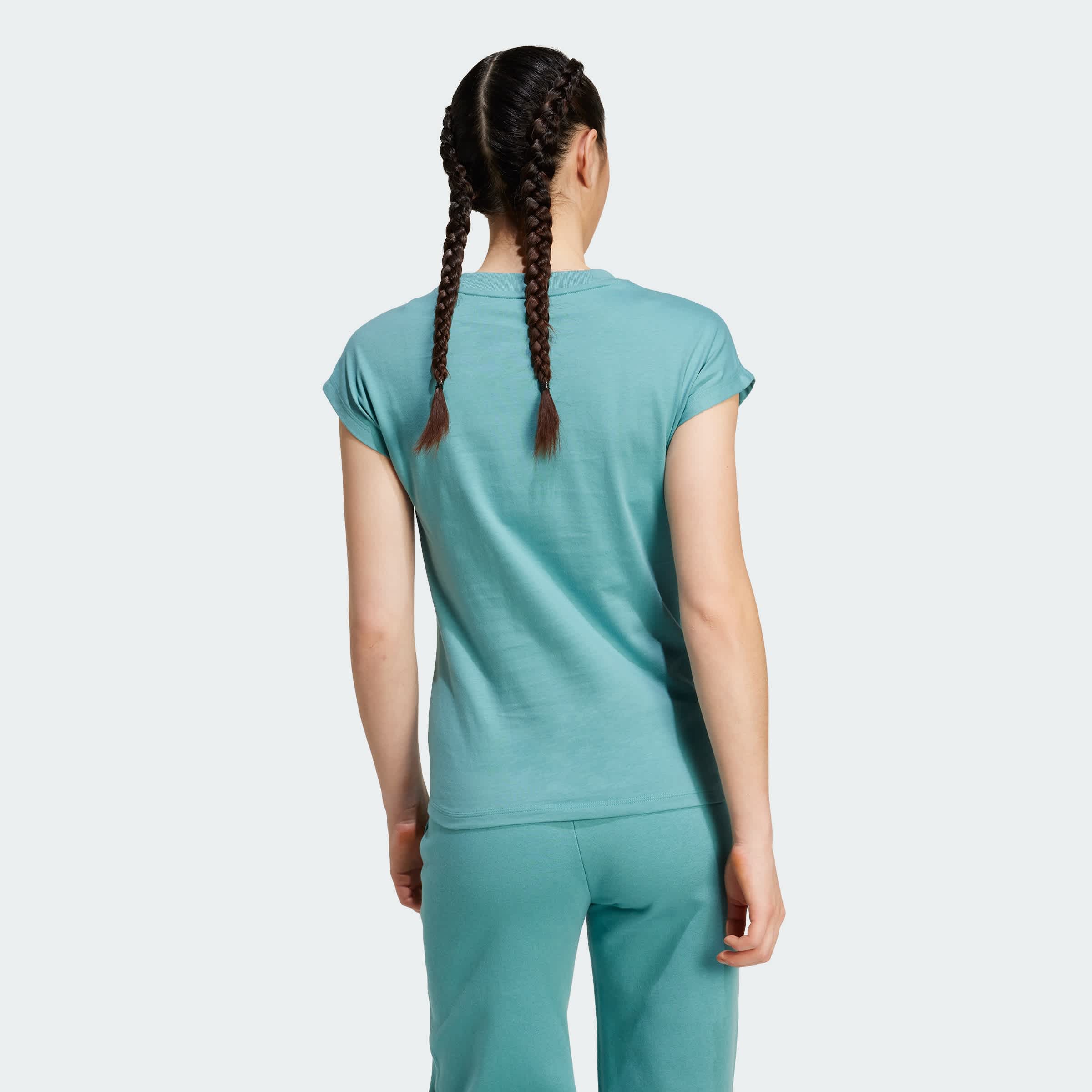 Foto 5 pulgar | Playera Essentials Linear Algodón Adidas Turquesa Mujer