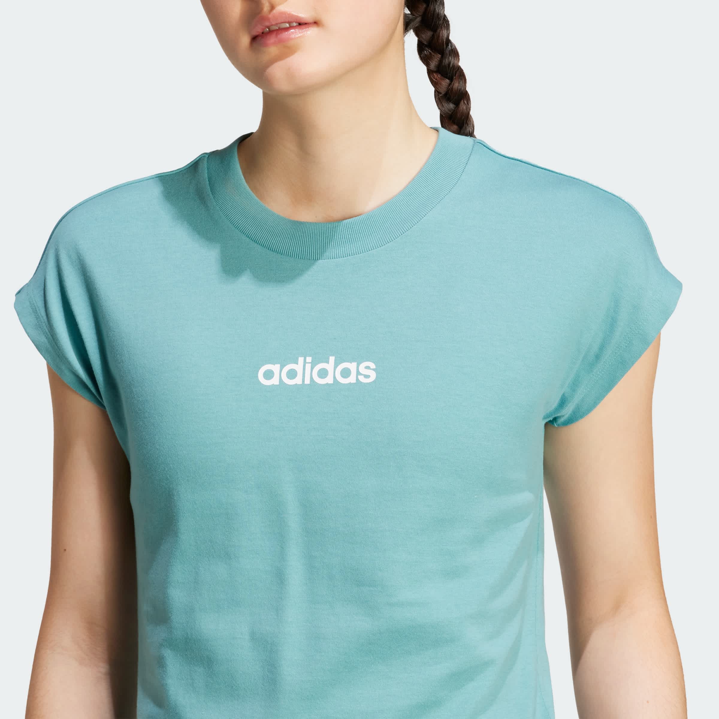 Foto 7 pulgar | Playera Essentials Linear Algodón Adidas Turquesa Mujer