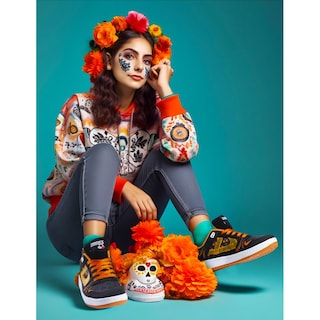 Foto 2 | Tenis Panam Edición Especial Dia De Muertos Para Caballero Negro