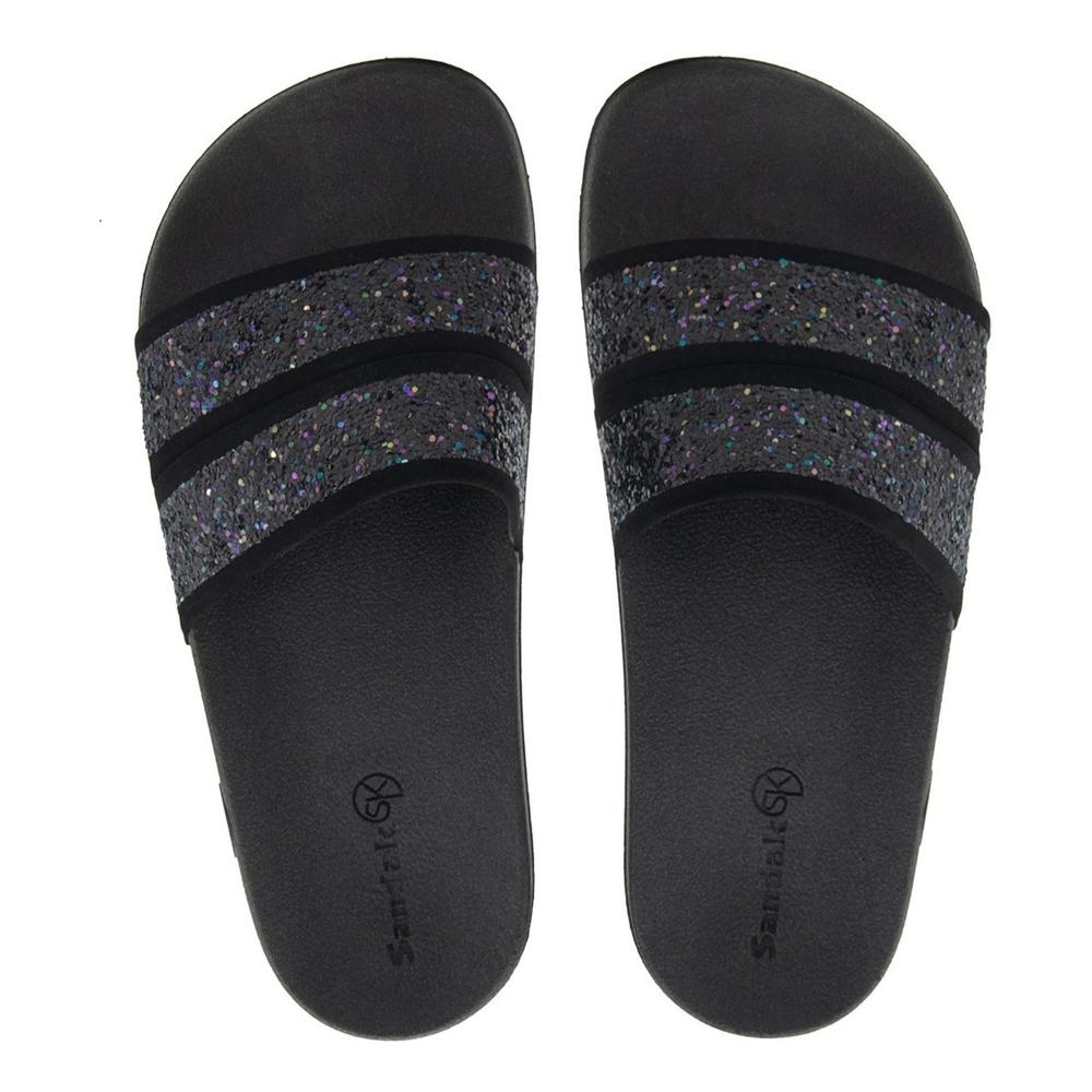 Sandalias Verano Para Mujer Baño Playa Estampados Colores Negro