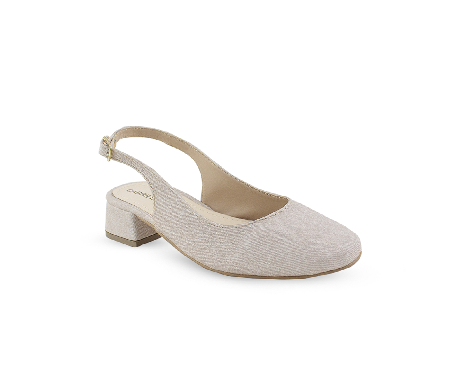 Zapatilla Color Beige Hebilla Material Sintético