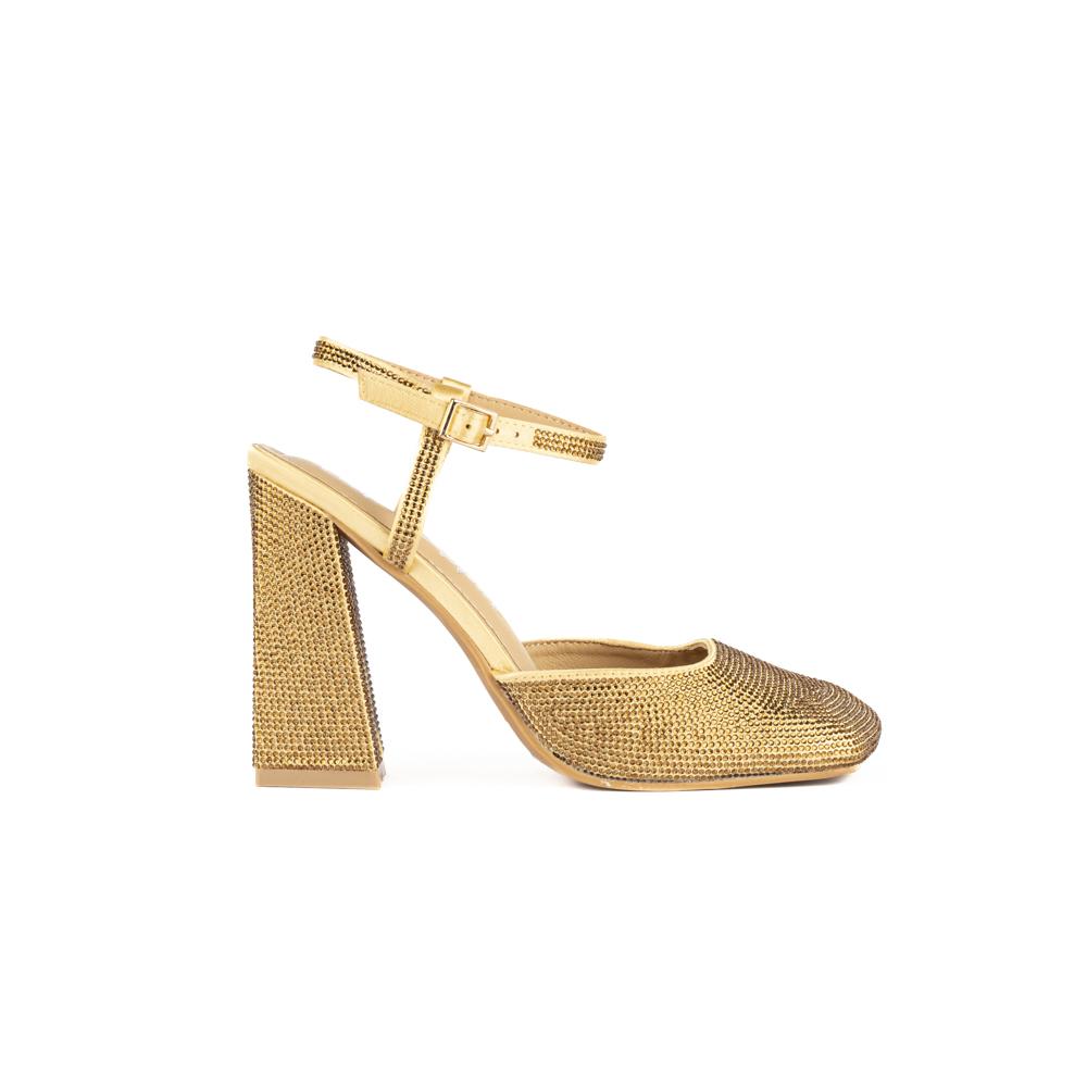 Foto 2 pulgar | Zapatilla Fiesta Tacón 12cm Elegante Para Mujer Walki Emelia Dorado