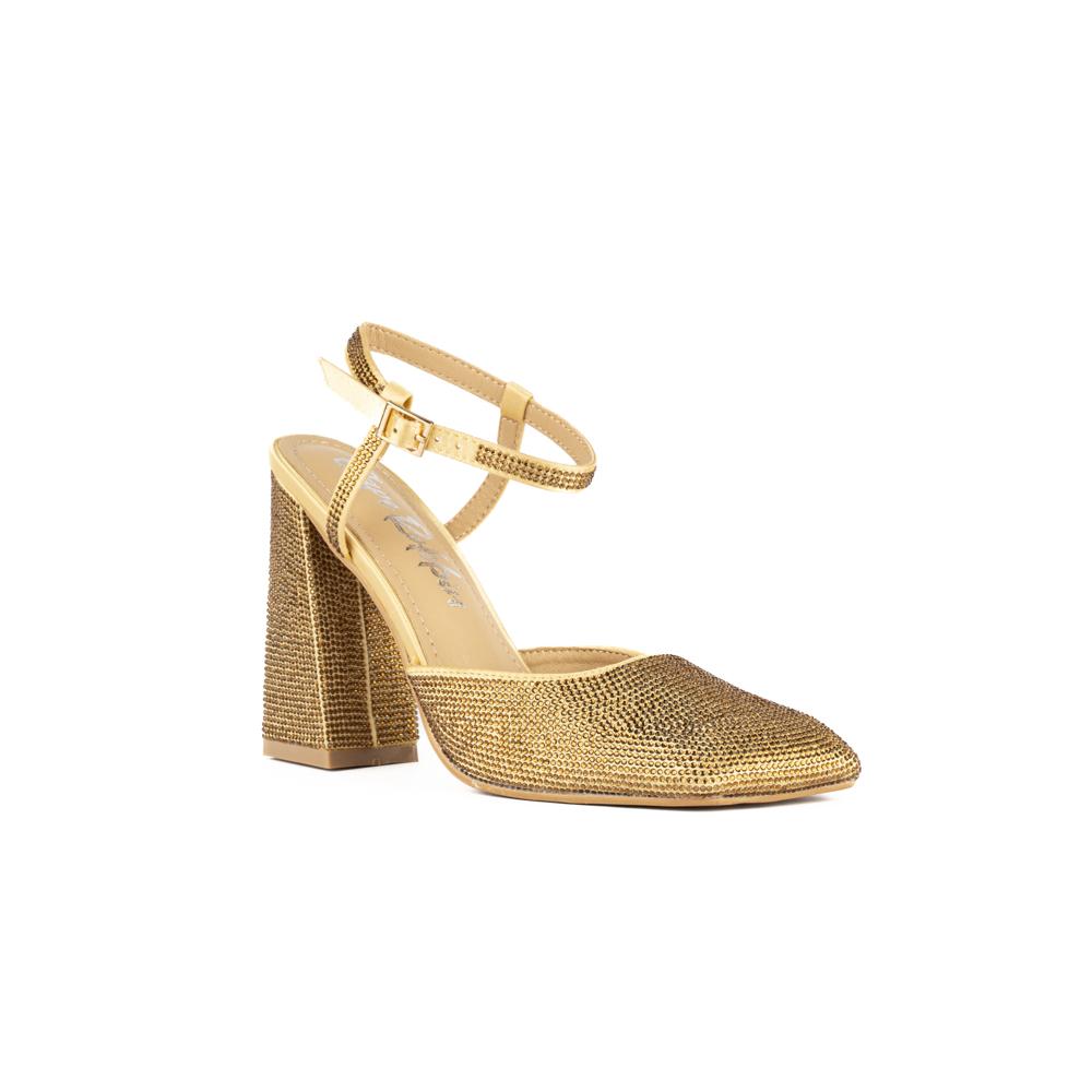 Foto 3 pulgar | Zapatilla Fiesta Tacón 12cm Elegante Para Mujer Walki Emelia Dorado