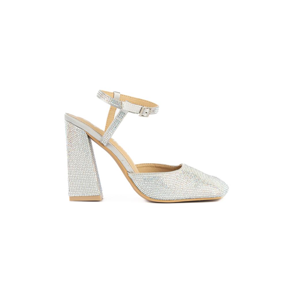 Zapatilla Fiesta Tacón 12cm Elegante Para Mujer Walki Emelia Plateado