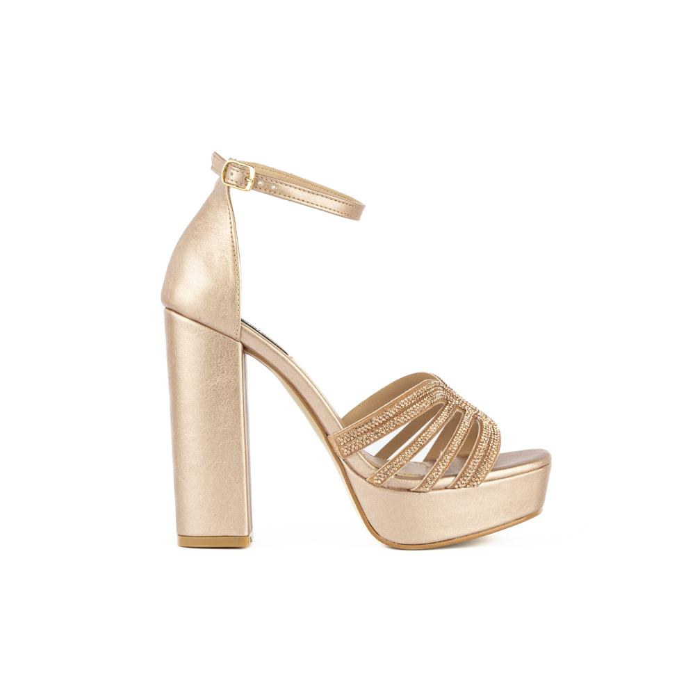 Foto 2 pulgar | Tacon Brillo Plataforma Fiesta 13cm Para Mujer Walki Erica Rosa