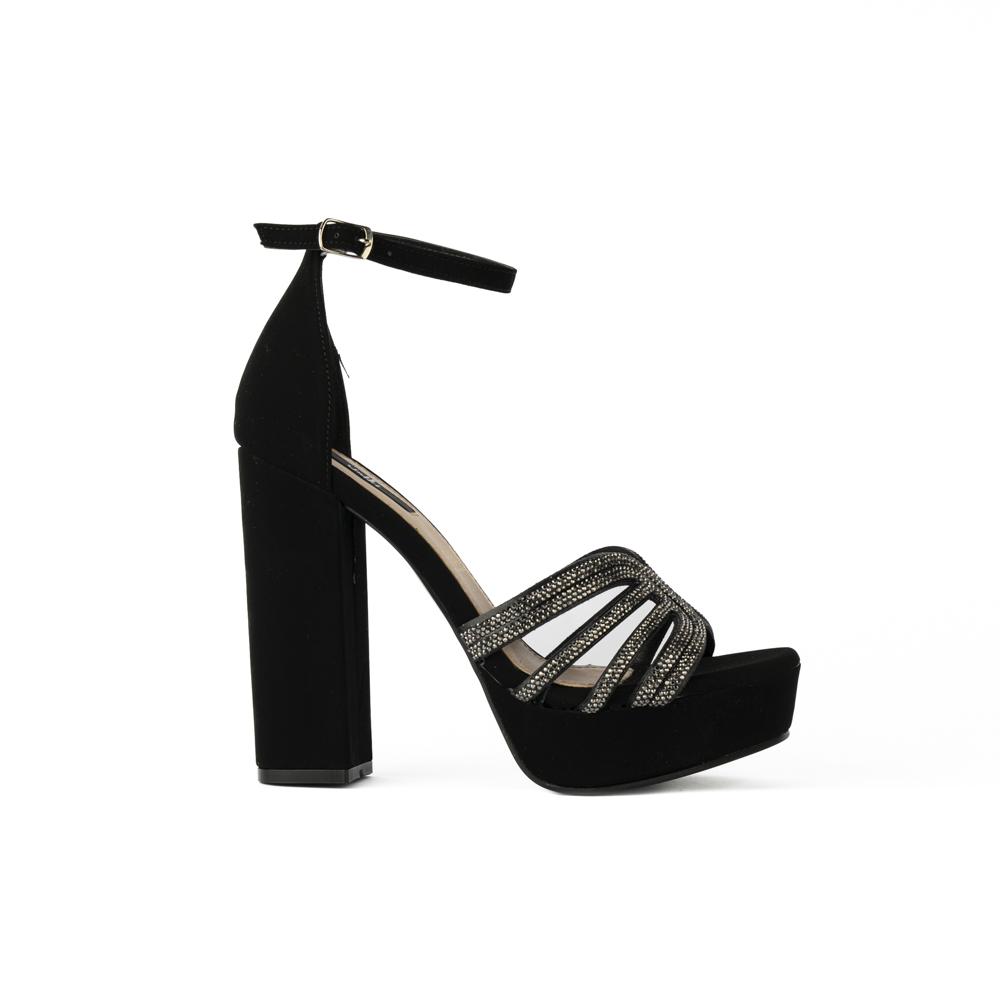 Foto 2 pulgar | Tacon Brillo Plataforma Fiesta 13cm Para Mujer Walki Erica Negro