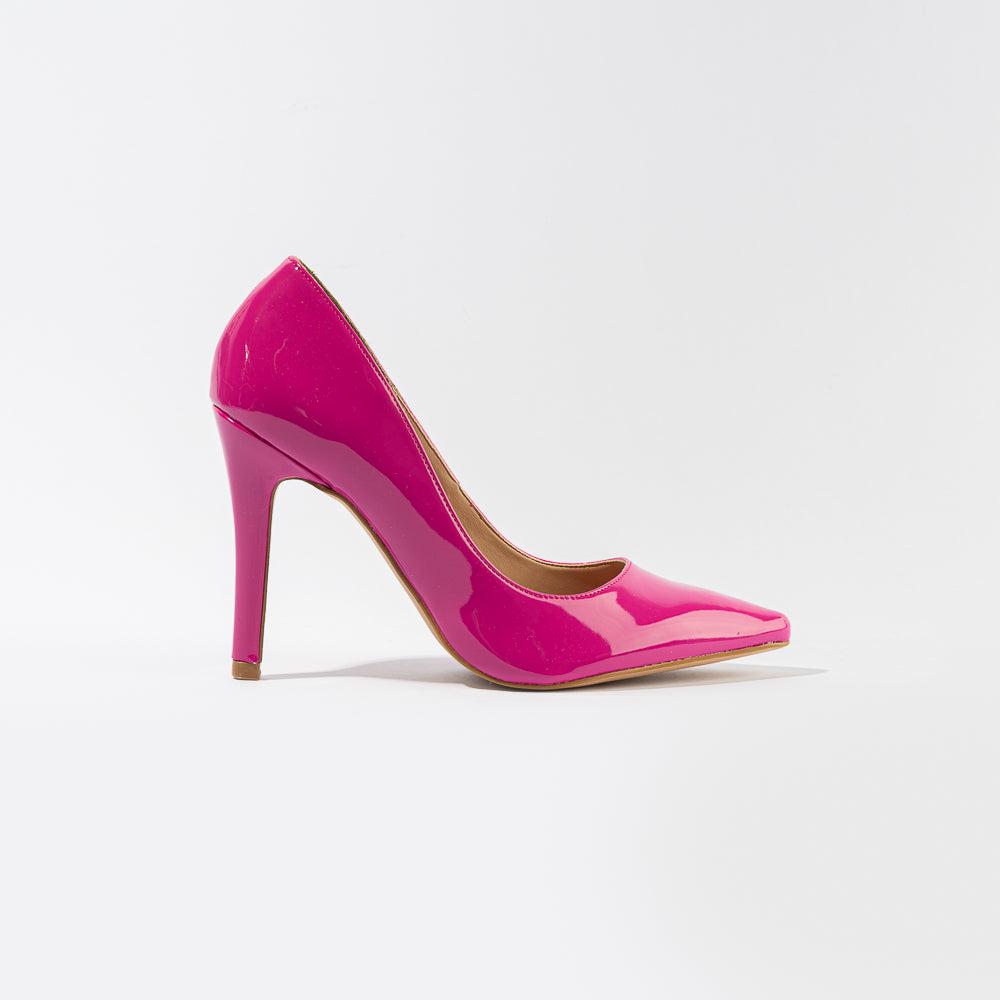 Foto 3 pulgar | Zapatilla Tacón Puntal Charol 8cm Para Mujer Walki Mónica Fucsia Oscuro