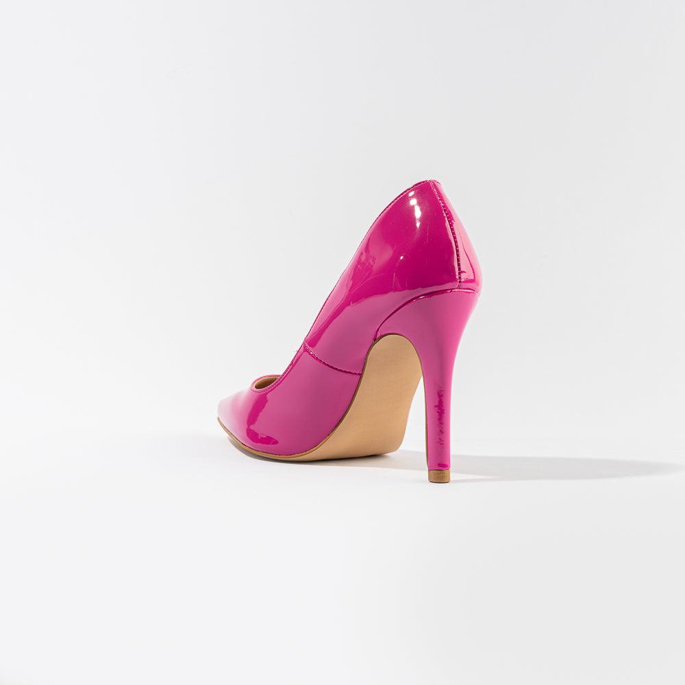 Foto 6 pulgar | Zapatilla Tacón Puntal Charol 8cm Para Mujer Walki Mónica Fucsia Oscuro