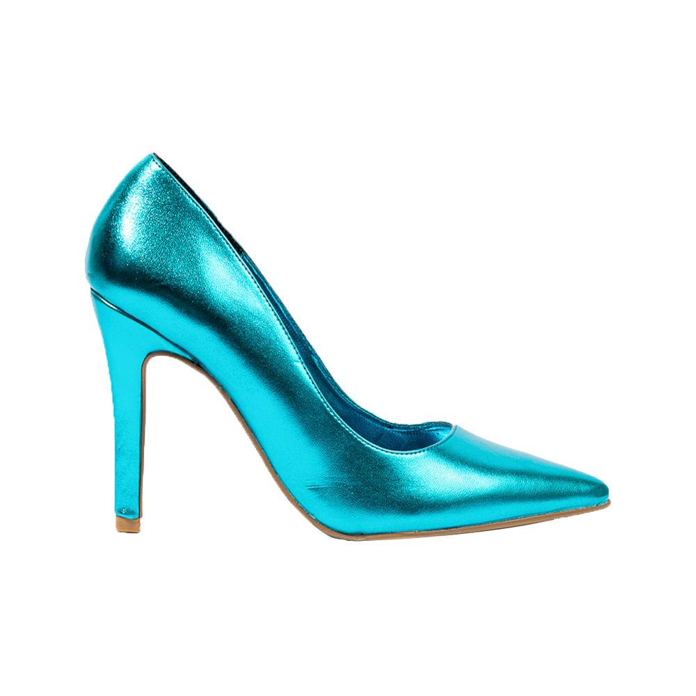 Foto 2 pulgar | Zapatilla Tacón Puntal Metálico 8cm Para Mujer Walki Mónica Turquesa