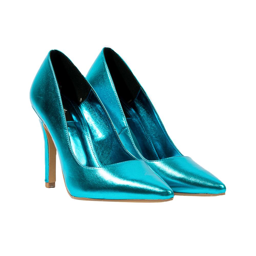 Foto 2 | Zapatilla Tacón Puntal Metálico 8cm Para Mujer Walki Mónica Turquesa