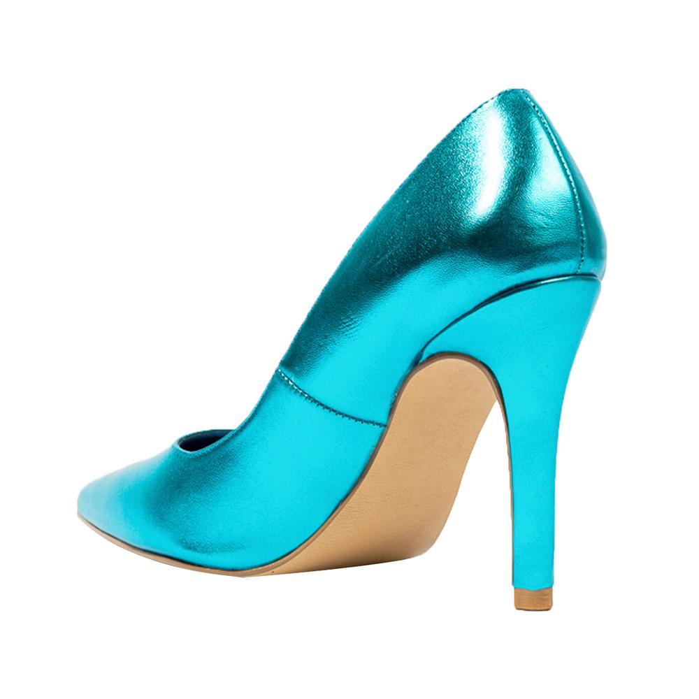 Foto 4 pulgar | Zapatilla Tacón Puntal Metálico 8cm Para Mujer Walki Mónica Turquesa
