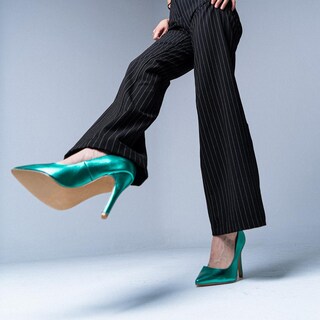 Foto 5 | Zapatilla Tacón Puntal Metálico 8cm Para Mujer Walki Mónica Verde