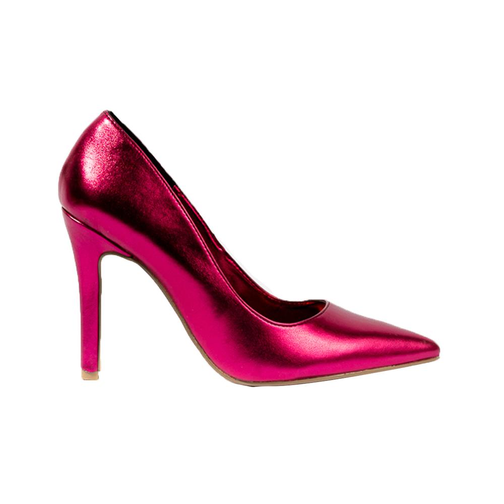 Foto 2 pulgar | Zapatilla Tacón Puntal Metálico 8cm Para Mujer Walki Mónica Fucsia Oscuro