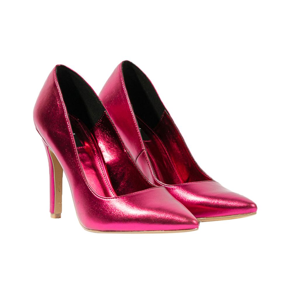 Foto 3 pulgar | Zapatilla Tacón Puntal Metálico 8cm Para Mujer Walki Mónica Fucsia Oscuro