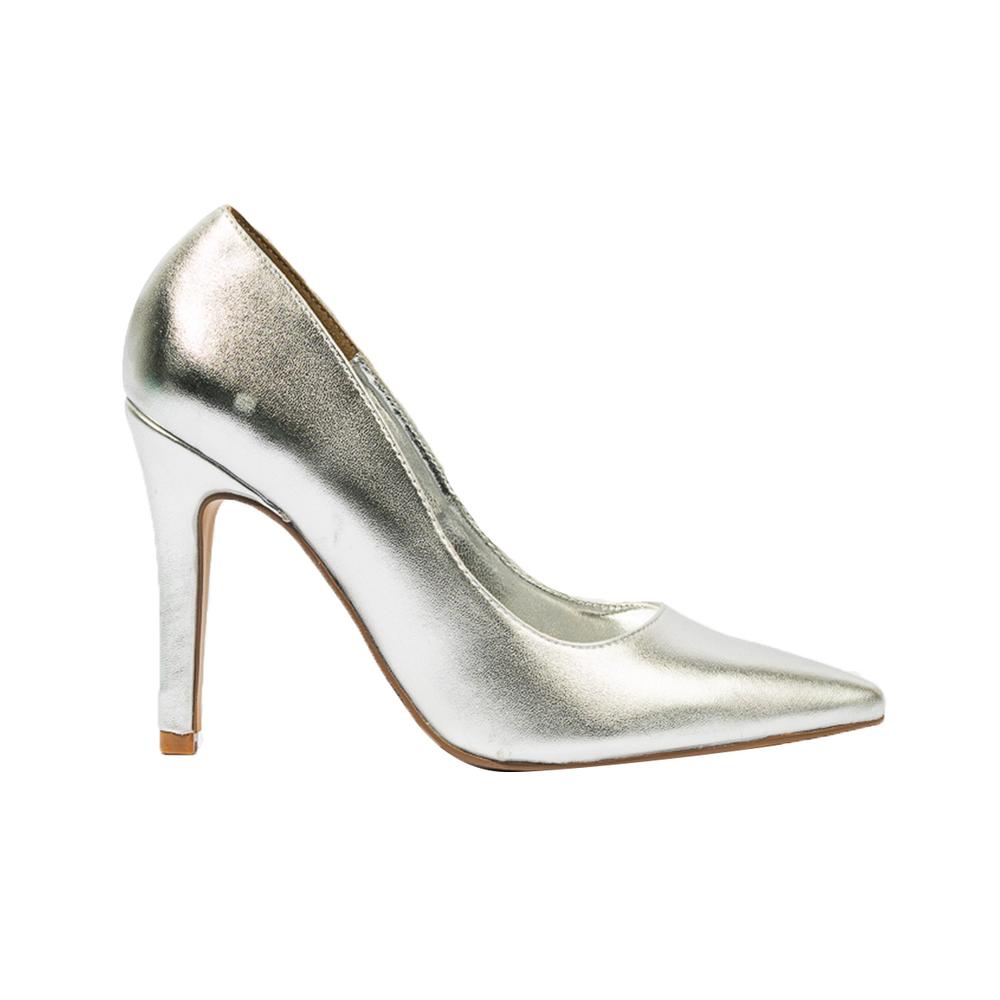 Foto 2 pulgar | Zapatilla Tacón Puntal Metálico 8cm Para Mujer Walki Mónica Plateado