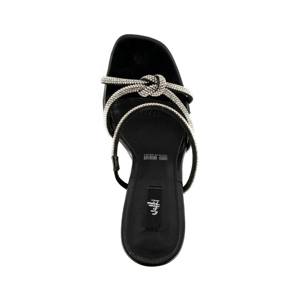 Foto 3 | Tacón 10cm Tira Brillante Fiesta Moda De Mujer Walki Arantza Negro