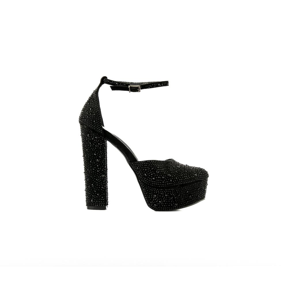 Foto 2 pulgar | Tacón Plataforma Brillo Fiesta 14cm Para Mujer Walki Bibiana Negro