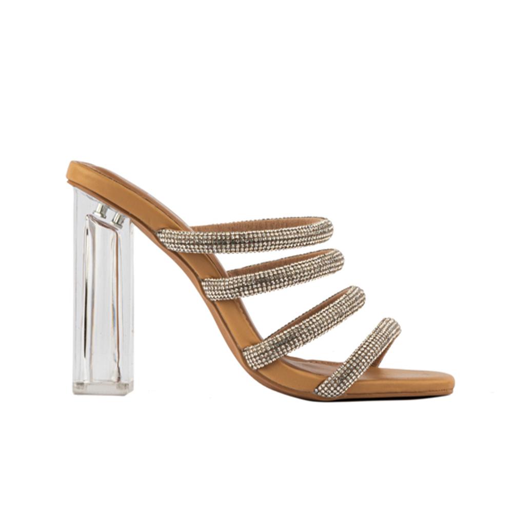 Foto 2 pulgar | Tacón Transparente Cristal 12cm Para Mujer Walki Camila Beige