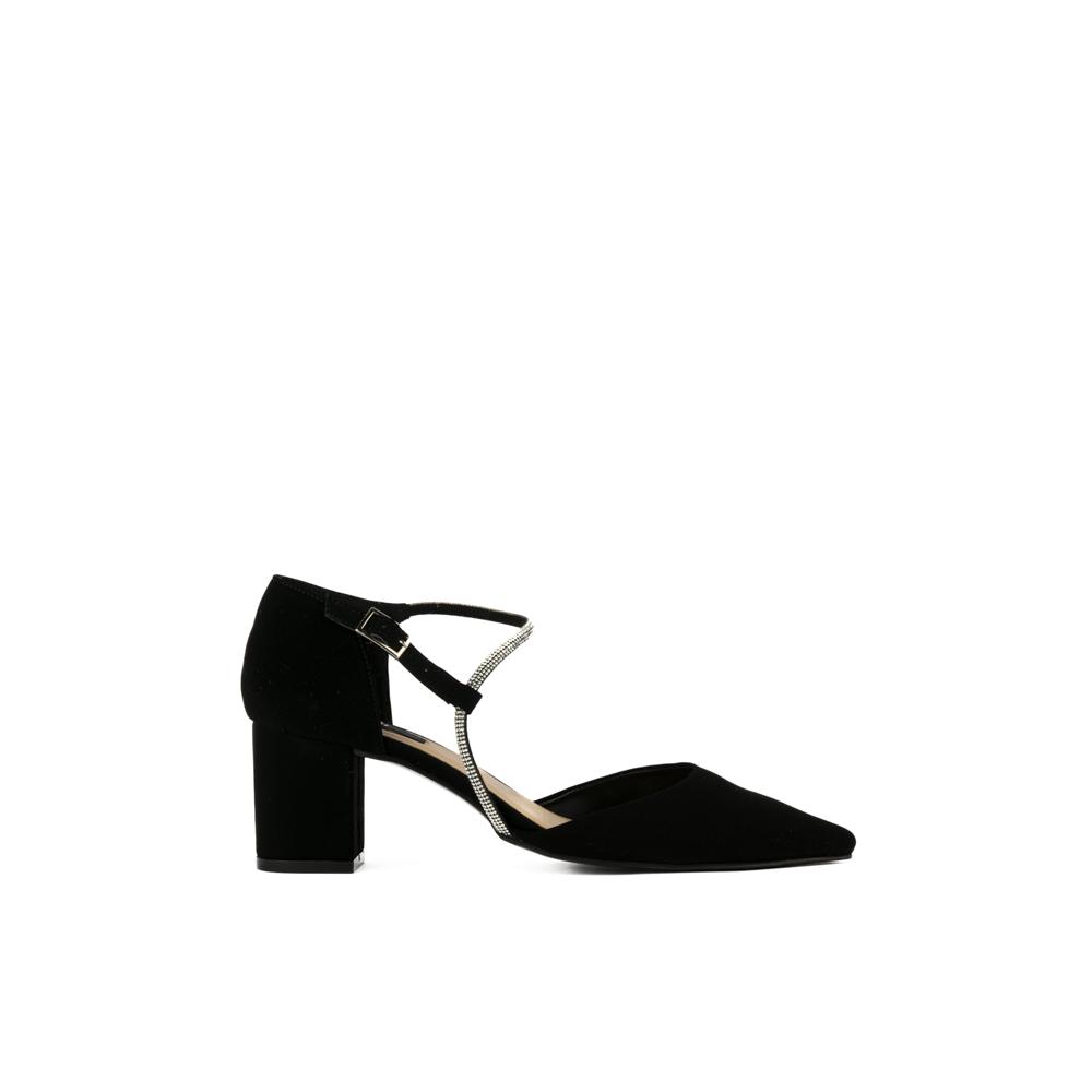 Zapatilla Tacón Puntal Elegante 7cm Para Mujer Walki Bianca Negro