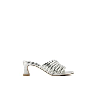 Foto 2 | Sandalia Tacón Multi Tiritas Bajo 7cm Para Mujer Walki Adela Plateado