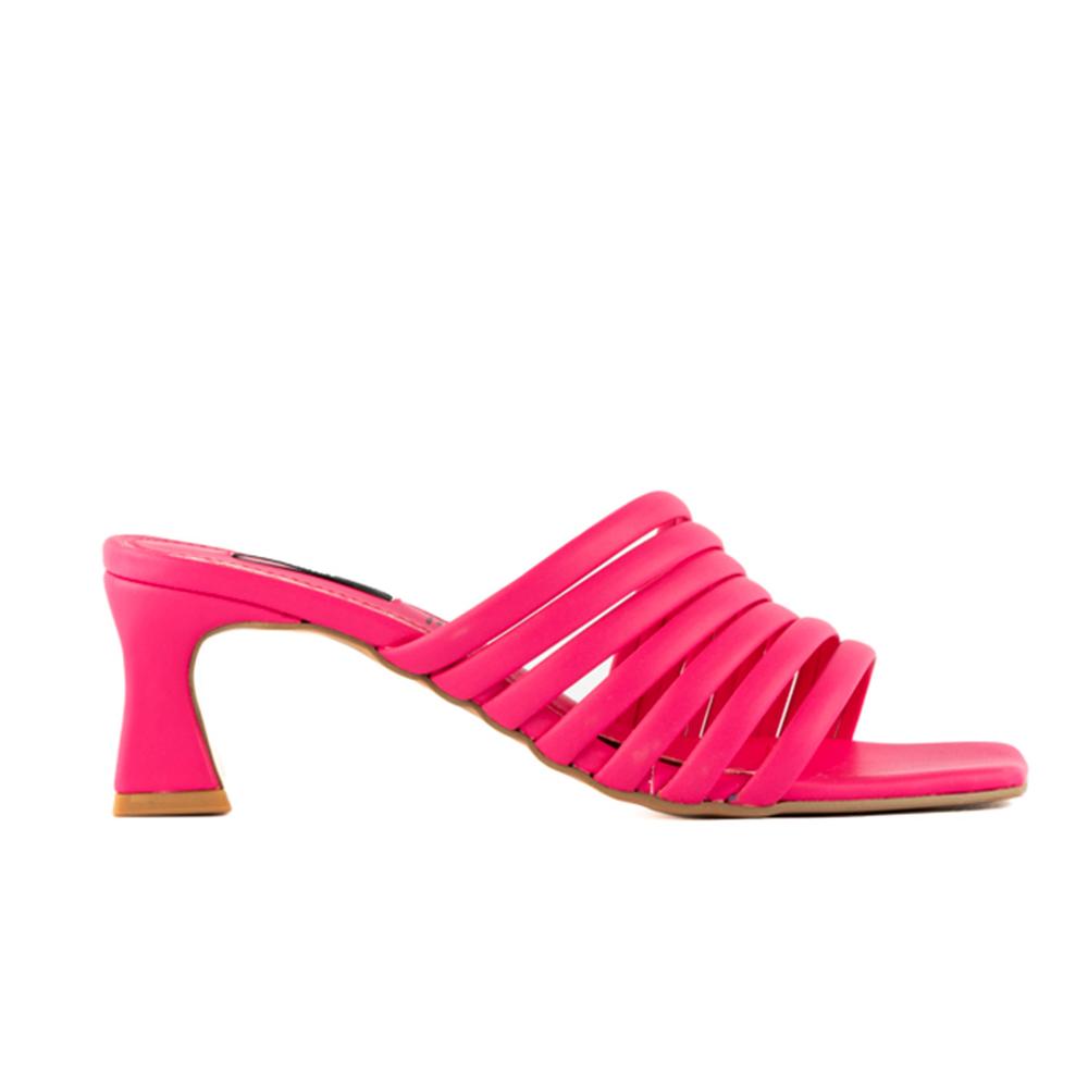 Sandalia Tacón Multi Tiritas Bajo 7cm Para Mujer Walki Adela Rosa